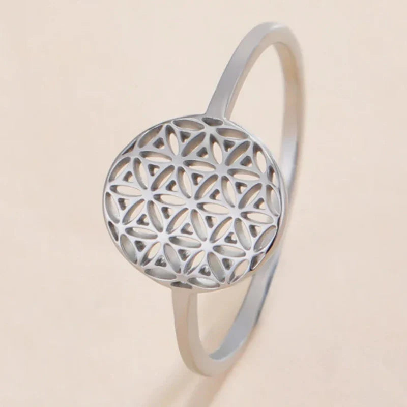 Anillo Pequeño Flor de la Vida Mujer plata