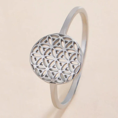 Anillo Pequeño Flor de la Vida Mujer plata