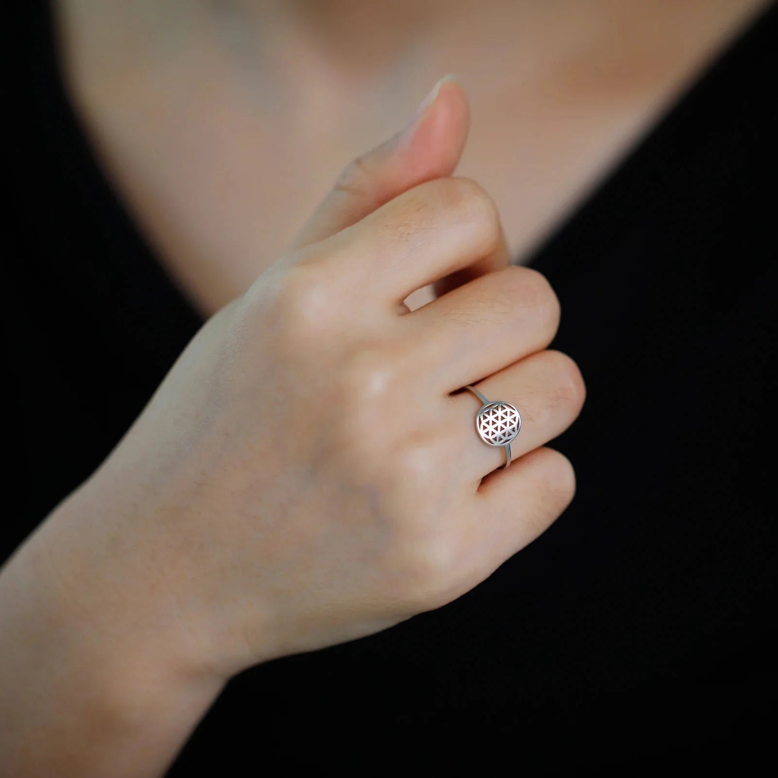 Anillo Pequeño Flor de la Vida para Mujer en Plata