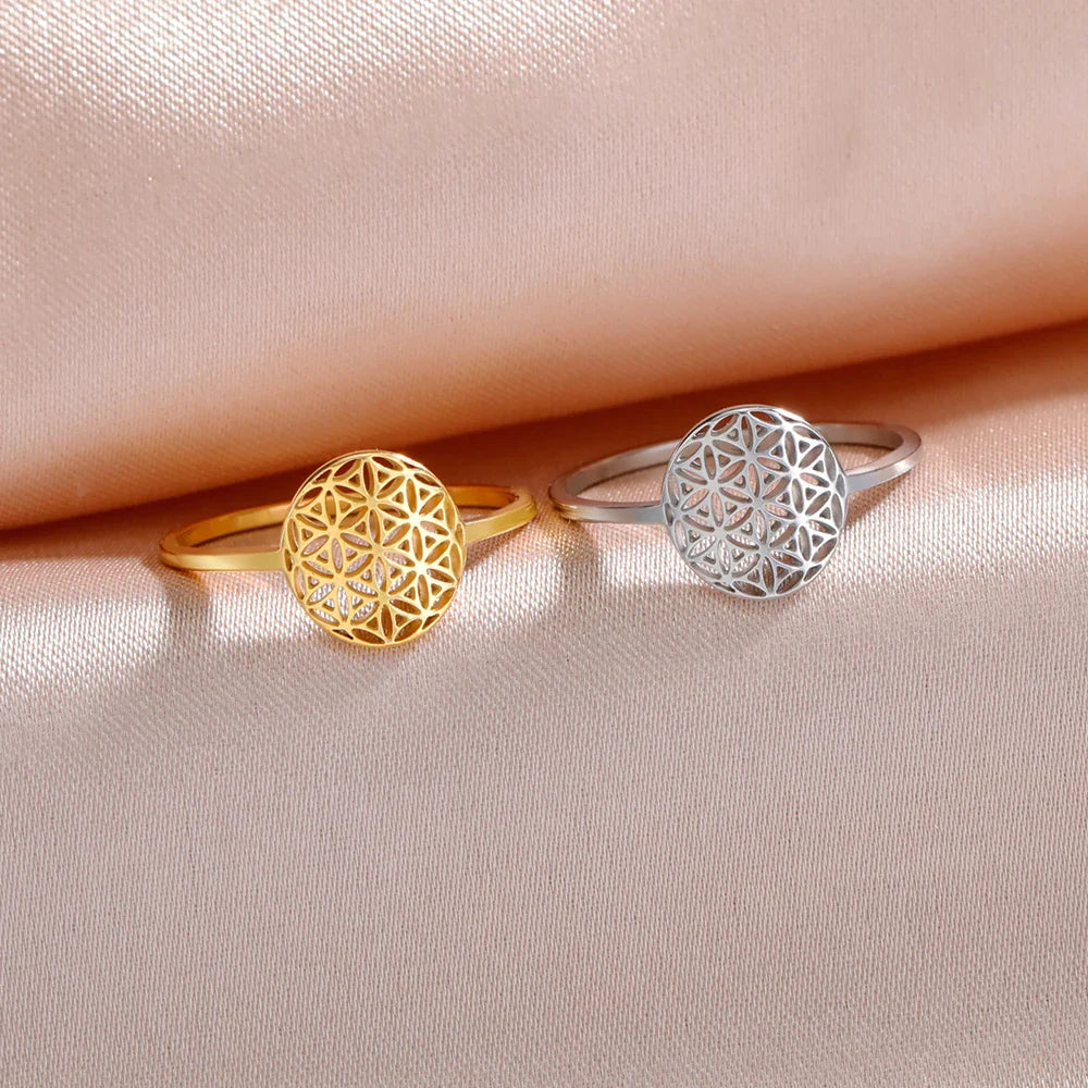 Anillo Pequeño Flor de la Vida Mujer plata