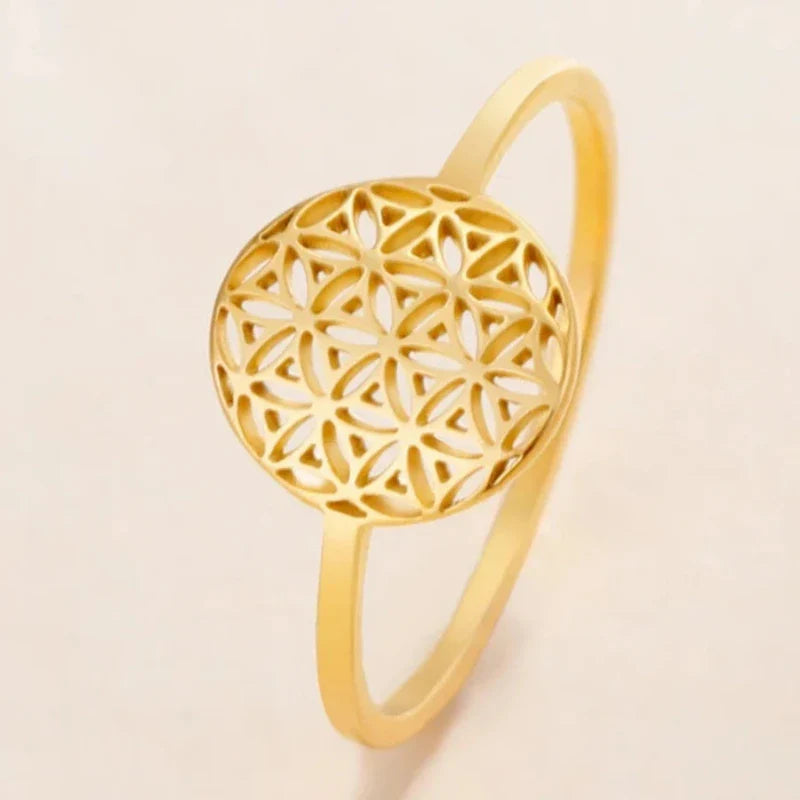 Anillo Pequeño Flor de la Vida Mujer oro