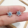 Pequeños Pendientes de Copo de Nieve de Plata para Mujer