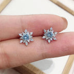 Pequeños Pendientes de Copo de Nieve de Plata para Mujer
