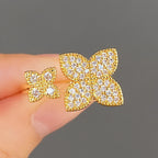 Set de 2 Anillos de Flor con Circonita en Oro