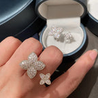 Set de 2 Anillos de Flor con Circonita en Plata