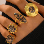 Set de Anillos de Estilo Étnico con Leopardo