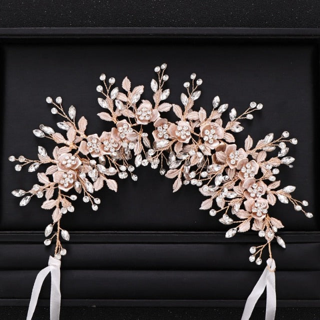 Tiara de Boda con Flores para Mujer oro